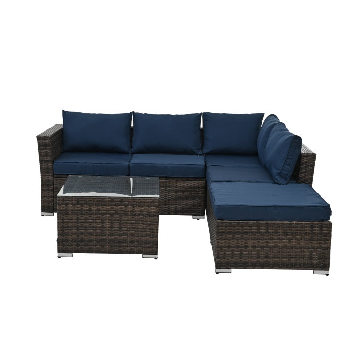 Coastal Charm 4-Piece Wicker Set with Coffee Table
