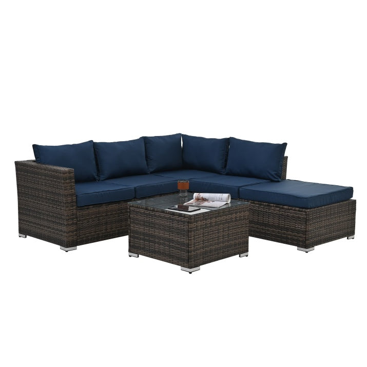 Coastal Charm 4-Piece Wicker Set with Coffee Table
