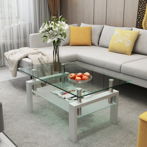 Crystal White Modern Coffee Table