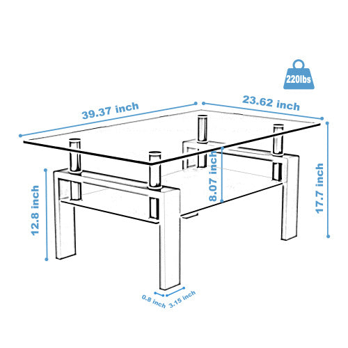 Crystal White Modern Coffee Table