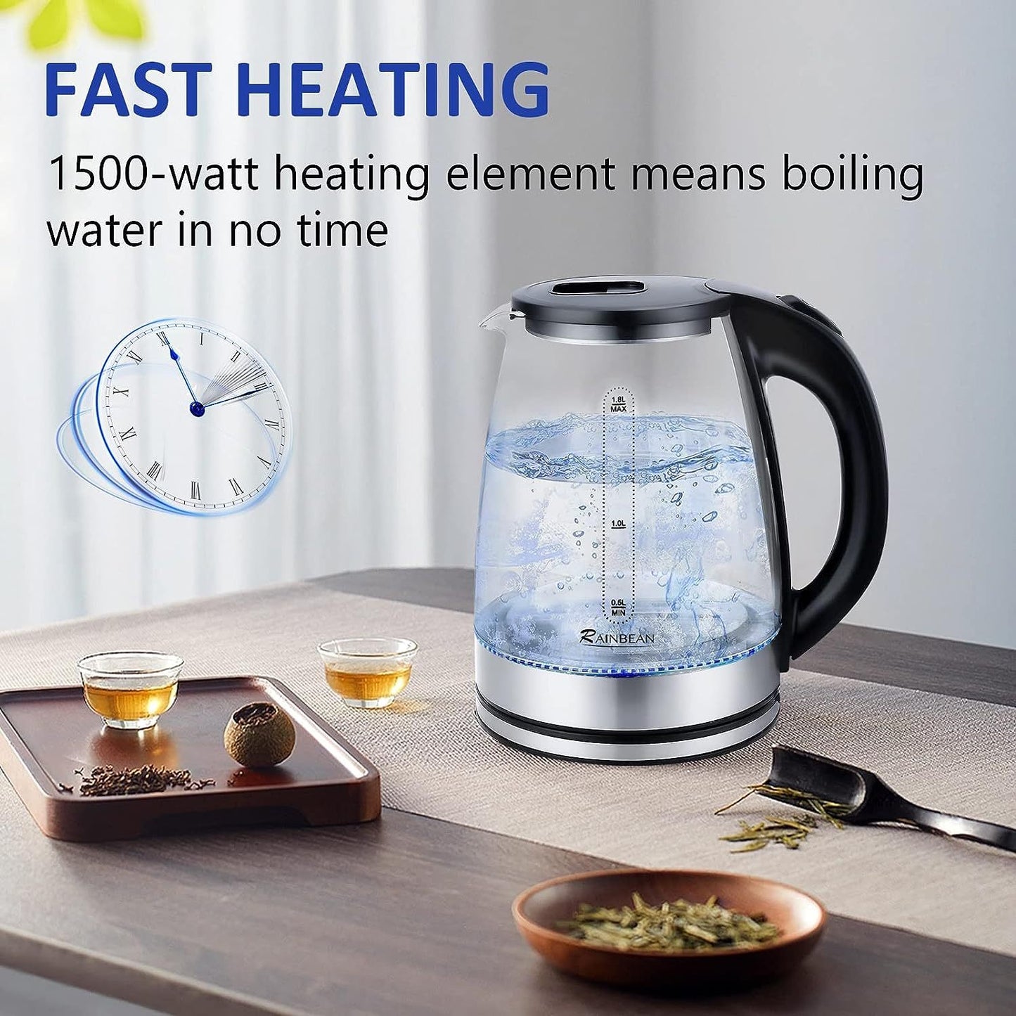 CrystalGlow Electric Kettle 1.8L