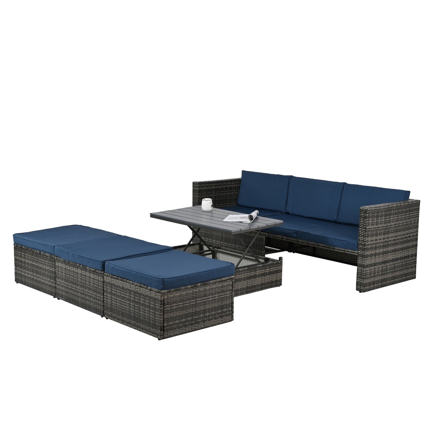 “5-Piece PE Wicker Patio Set with Plywood Accents”
