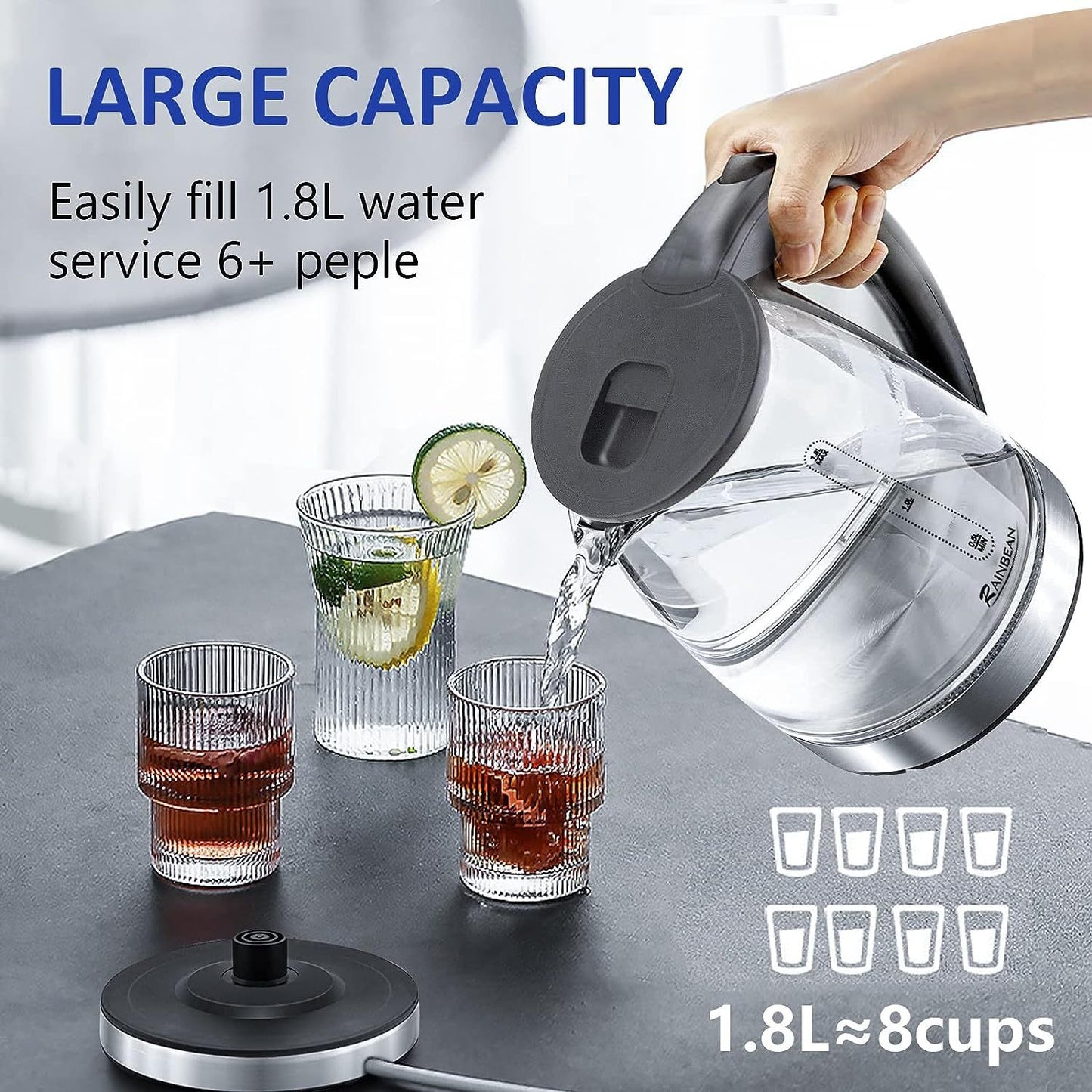 CrystalGlow Electric Kettle 1.8L