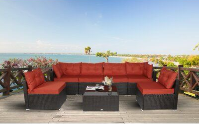 Elegant PE Rattan Patio Set with Tempered Glass Table