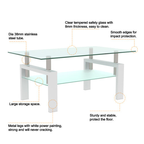 Crystal White Modern Coffee Table