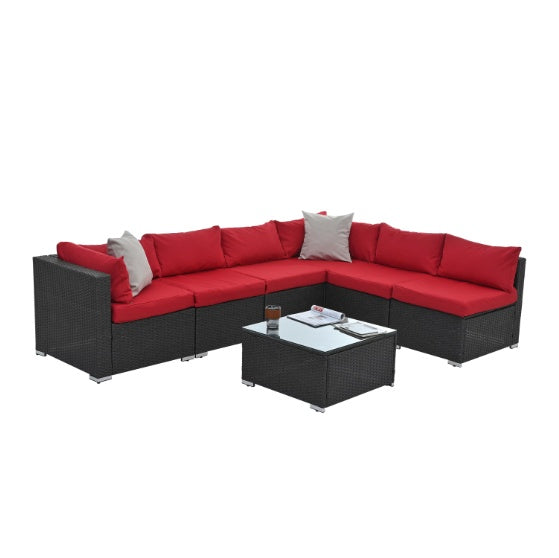 Elegant PE Rattan Patio Set with Tempered Glass Table