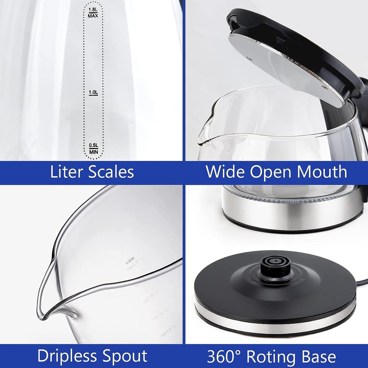 CrystalGlow Electric Kettle 1.8L