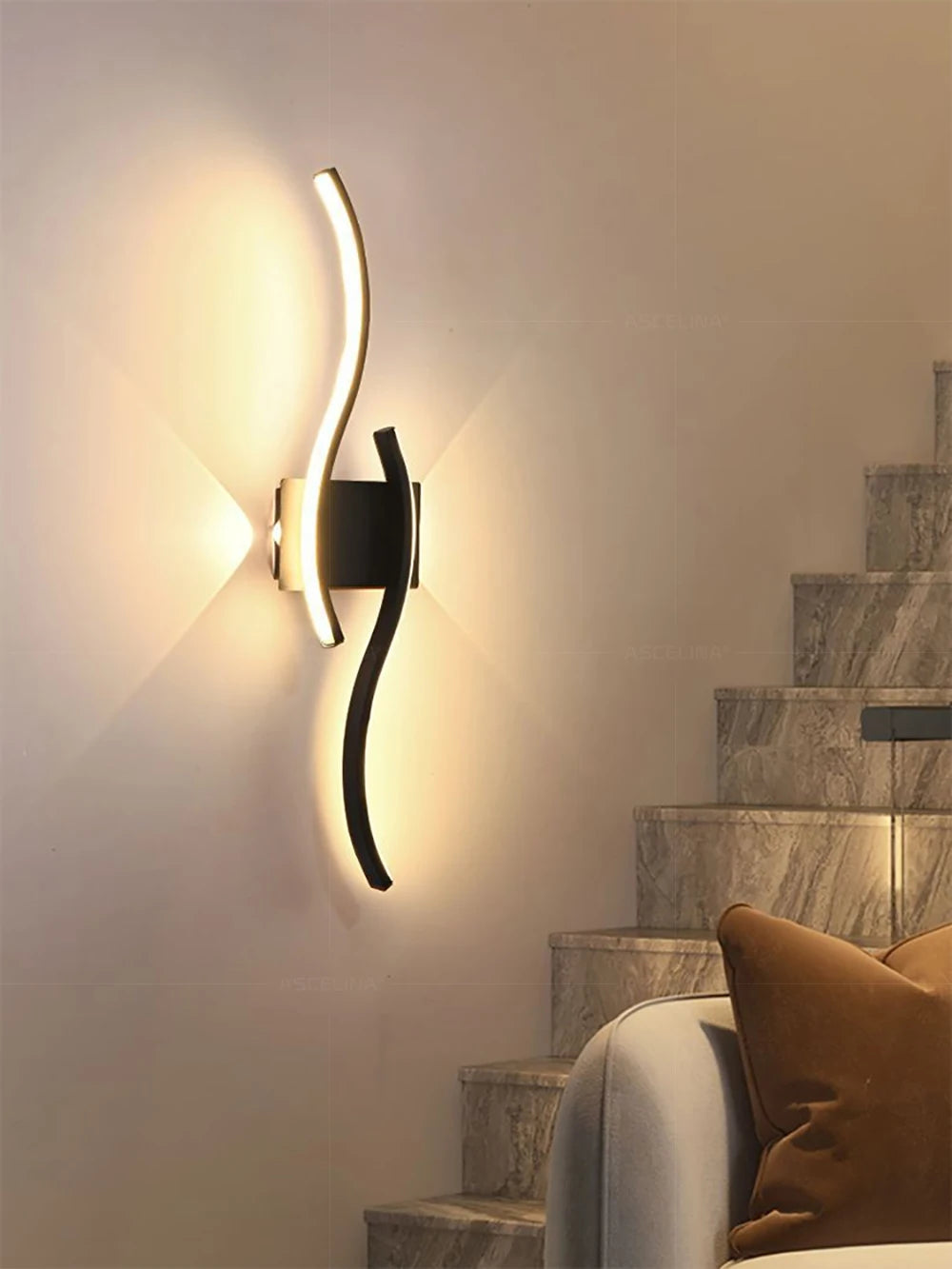 "CurvaGlow: Modern LED Strip Wall Lamp Double Curve