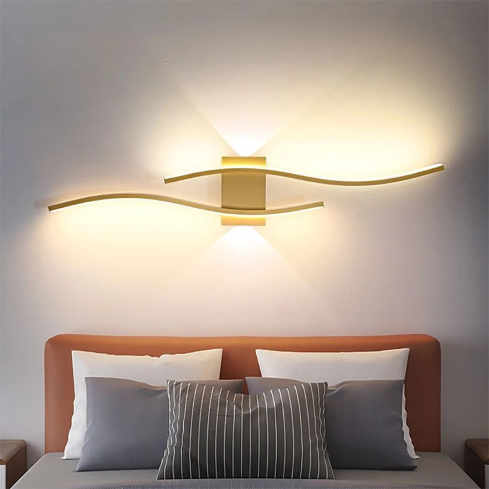 "CurvaGlow: Modern LED Strip Wall Lamp Double Curve