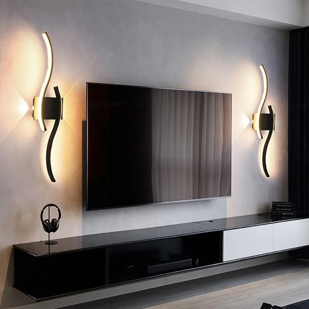 "CurvaGlow: Modern LED Strip Wall Lamp Double Curve