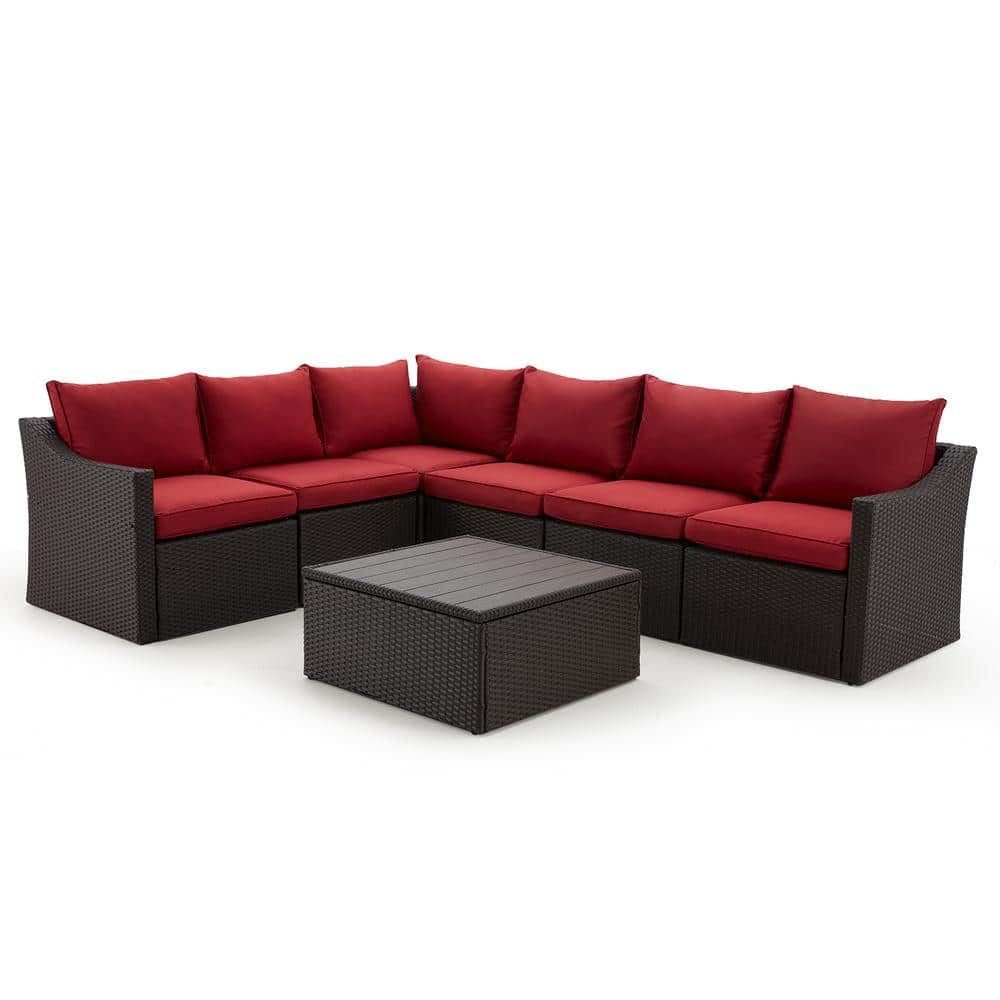 Elegant PE Rattan Patio Set with Tempered Glass Table
