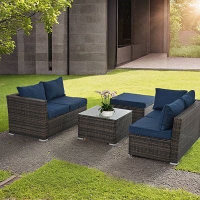 Coastal Charm 4-Piece Wicker Set with Coffee Table