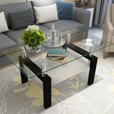Black Glass Elegance – Modern Coffee Table