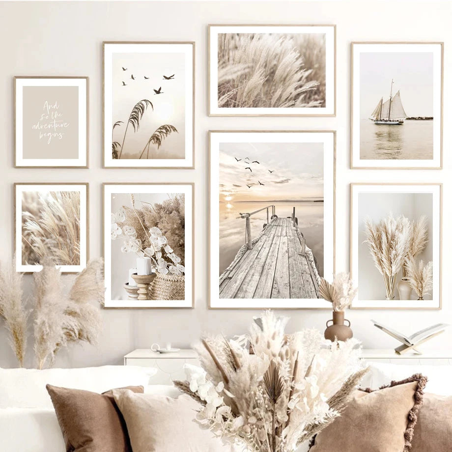 Beige Blossom Nordic Landscape Poster