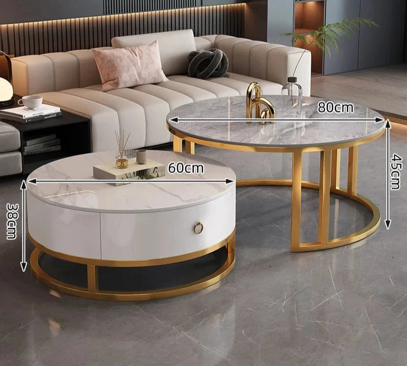 Elegant Marble Round Coffee Table