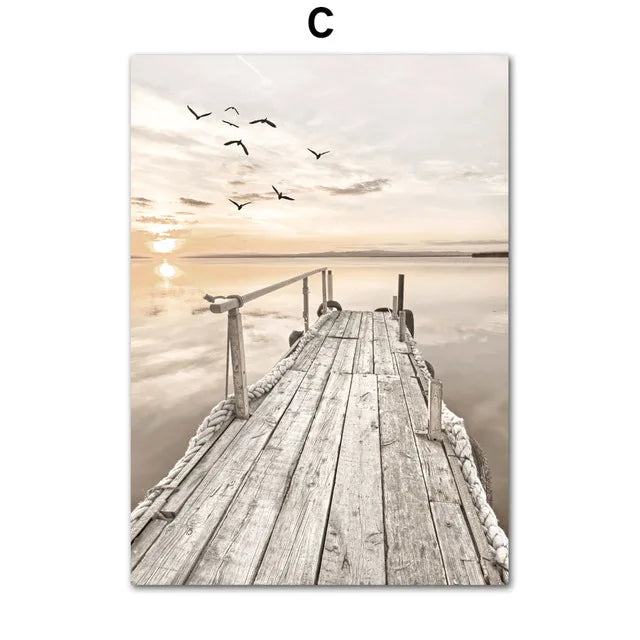 Beige Blossom Nordic Landscape Poster