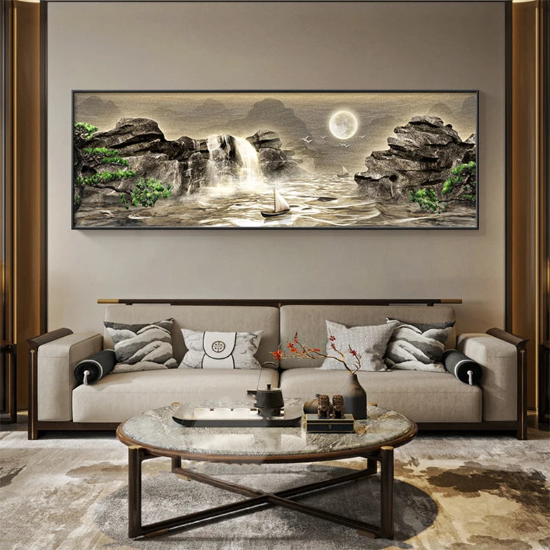 Waterfall Pine Landscape 5D Diamond Painting