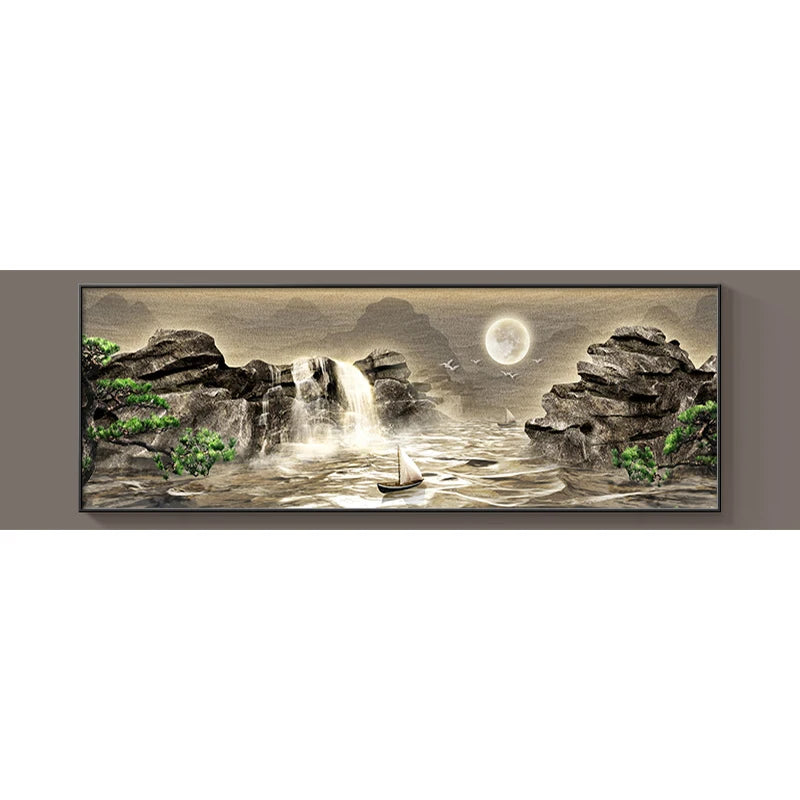 Waterfall Pine Landscape 5D Diamond Painting