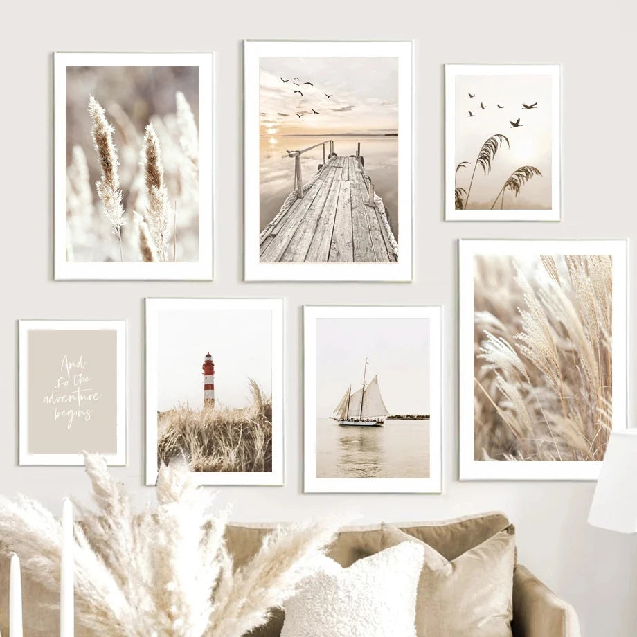 Beige Blossom Nordic Landscape Poster