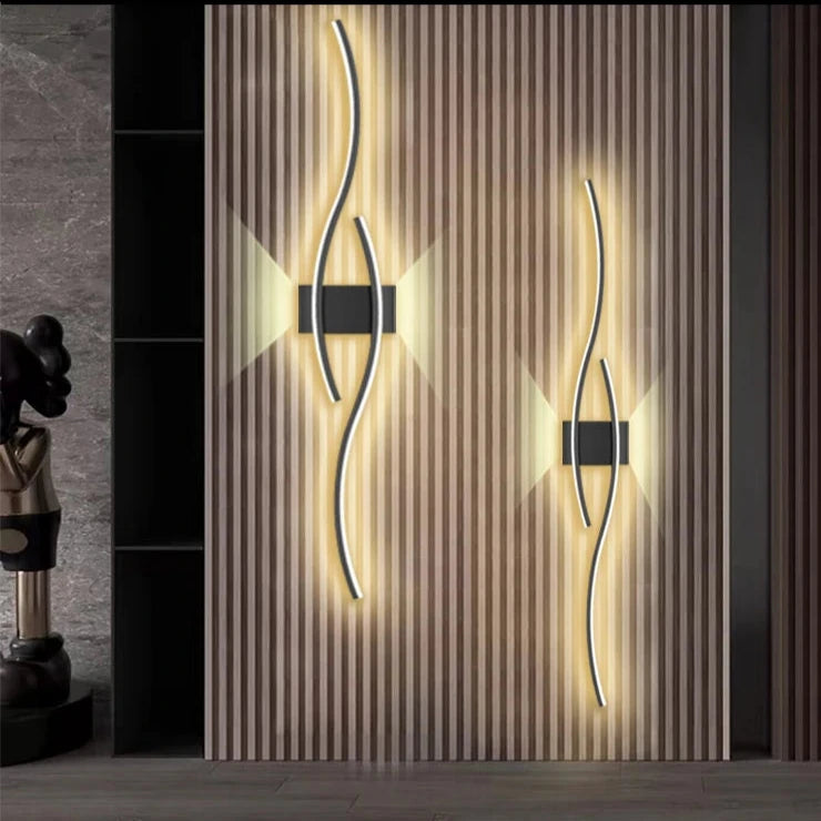"CurvaGlow: Modern LED Strip Wall Lamp Double Curve