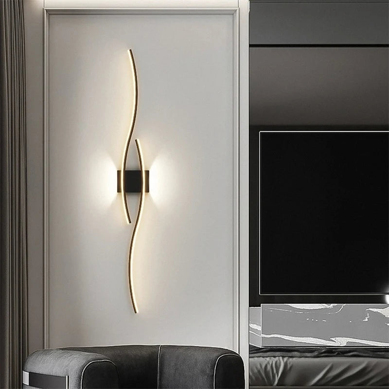 "CurvaGlow: Modern LED Strip Wall Lamp Double Curve