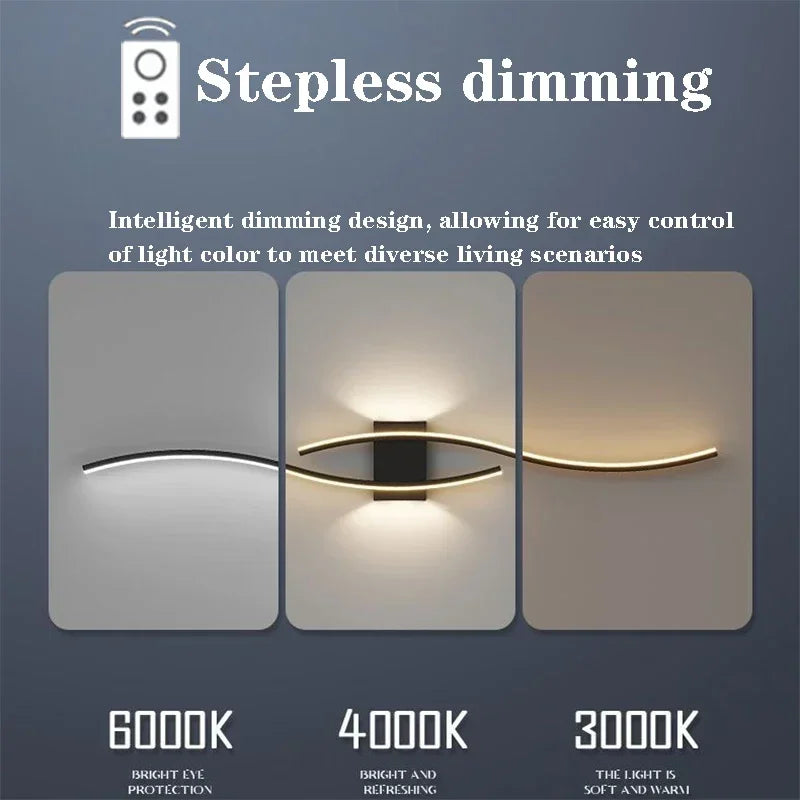"CurvaGlow: Modern LED Strip Wall Lamp Double Curve