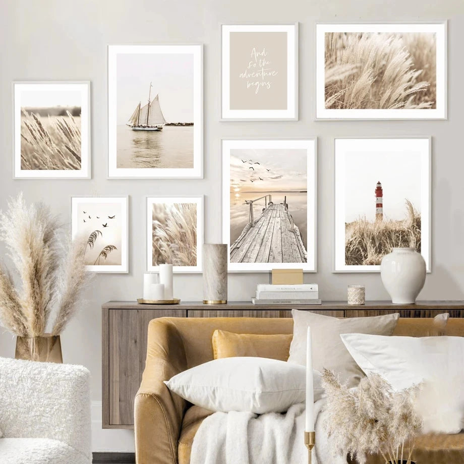 Beige Blossom Nordic Landscape Poster