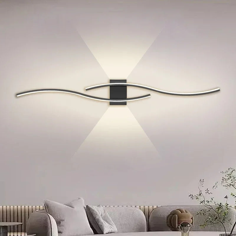 "CurvaGlow: Modern LED Strip Wall Lamp Double Curve