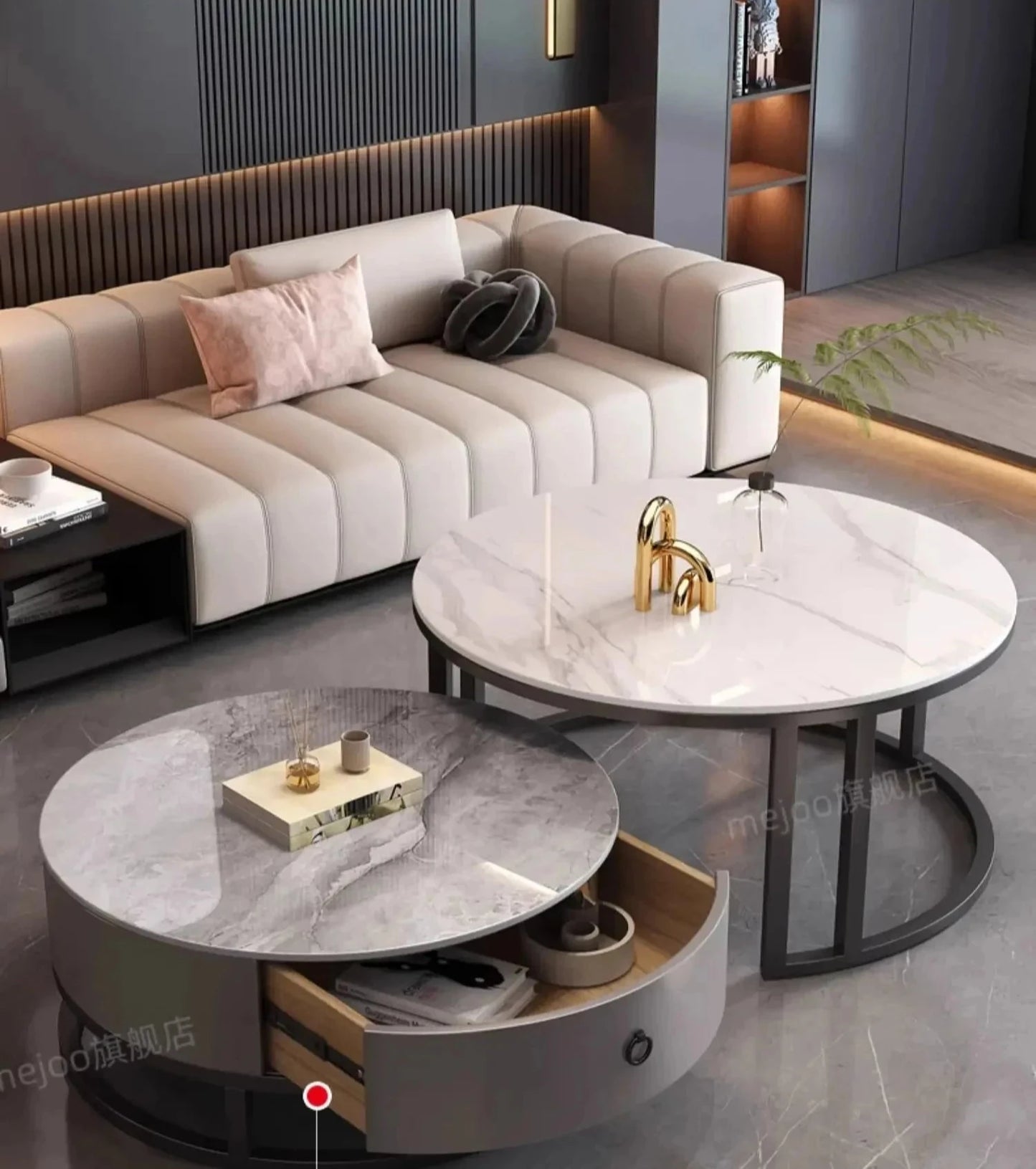 Elegant Marble Round Coffee Table