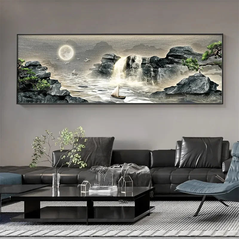 Waterfall Pine Landscape 5D Diamond Painting