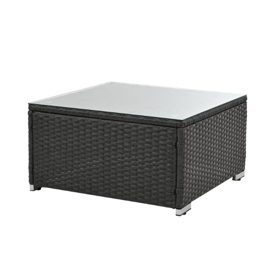 Elegant PE Rattan Patio Set with Tempered Glass Table