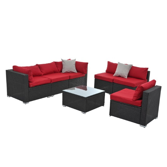 Elegant PE Rattan Patio Set with Tempered Glass Table