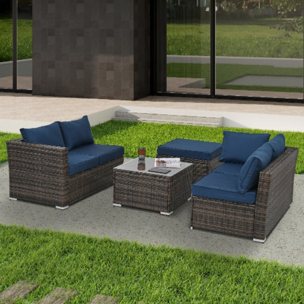 Coastal Charm 4-Piece Wicker Set with Coffee Table