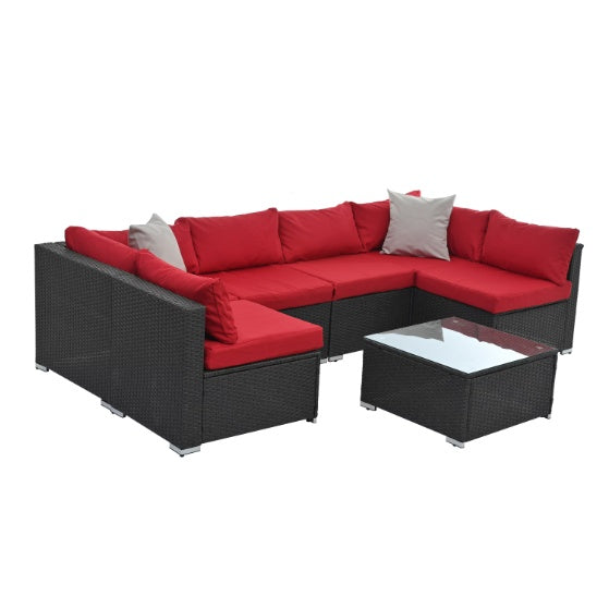 Elegant PE Rattan Patio Set with Tempered Glass Table