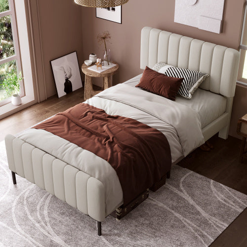 Linen Bed Frame With Slatted Frame