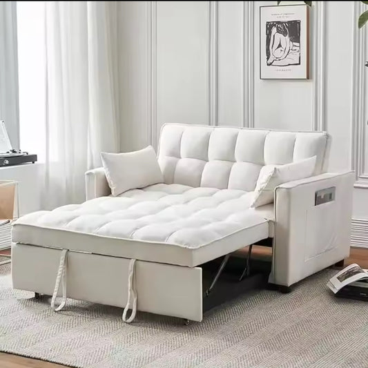 Modern Velvet Double Sofa Bed 3-in-1 Convertible Sofa Bed