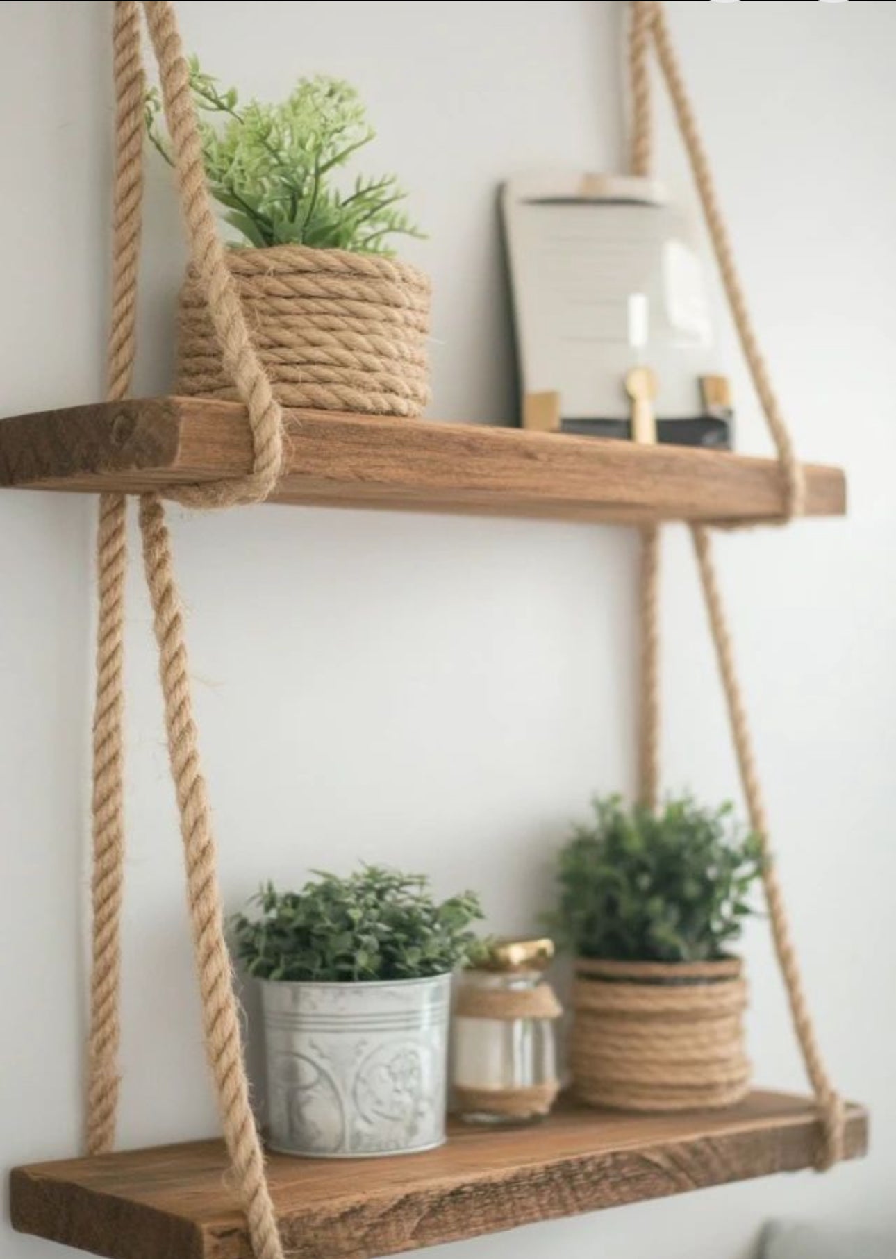 "Swing Shelf –Wooden Plant Holder with Hemp Rope!"