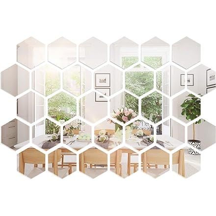 "HexaMirror Wall Art – 45pcs Stunning Mirror Stickers!"