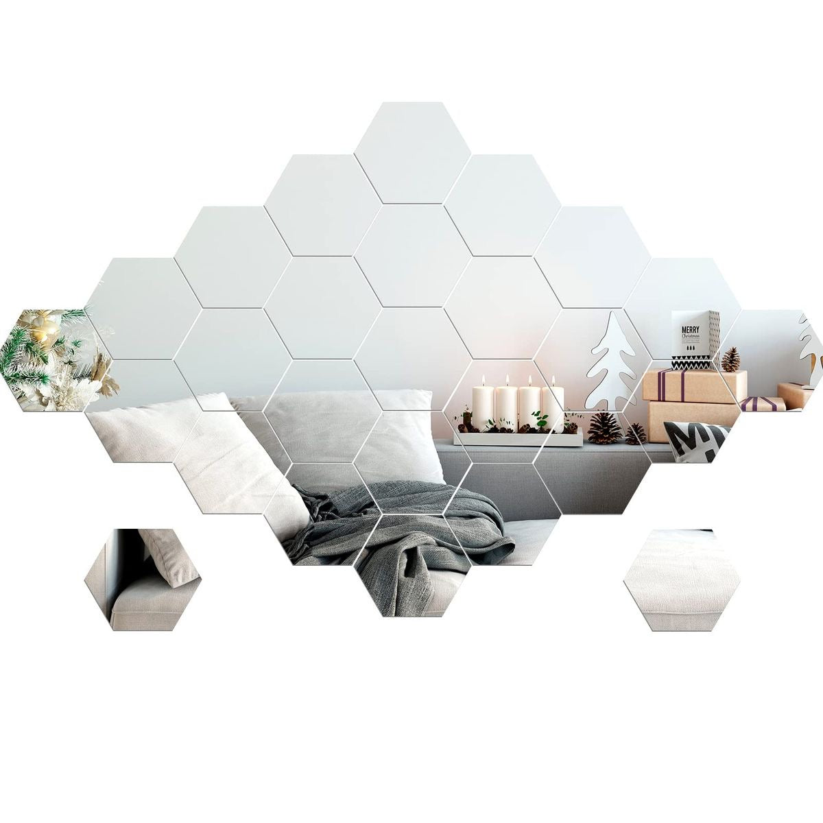 "HexaMirror Wall Art – 45pcs Stunning Mirror Stickers!"