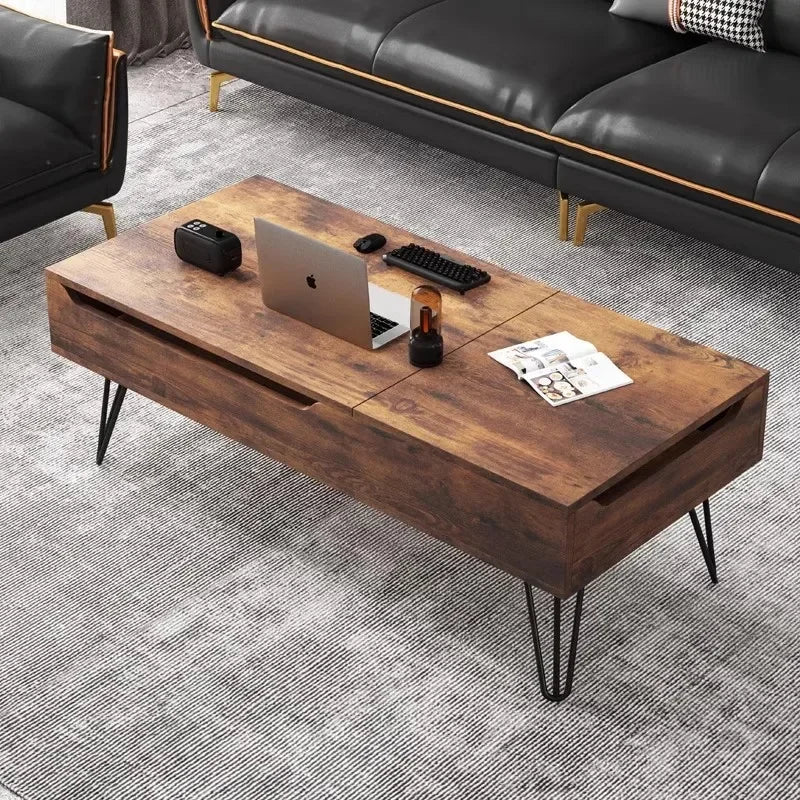 Modern Storage Coffee Table with Wheels