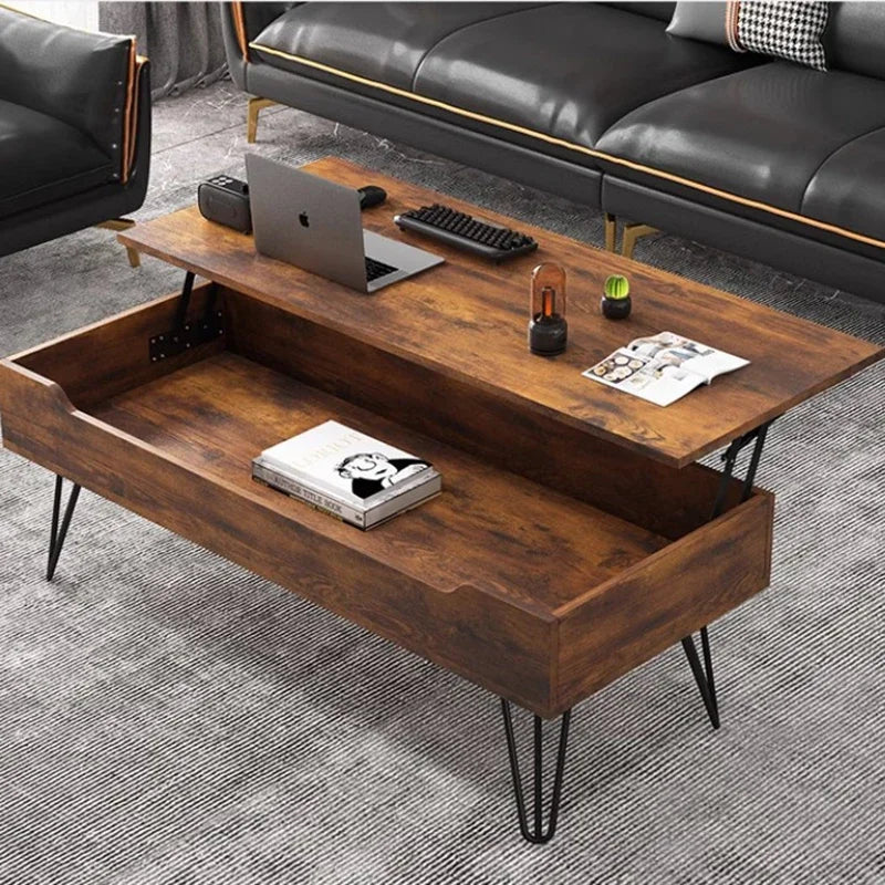 Modern Storage Coffee Table with Wheels