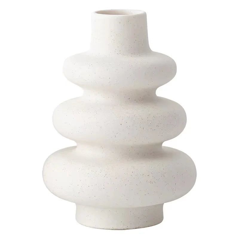 "Frosted Elegance Vase – Simple Ceramic Flower Arranger!"