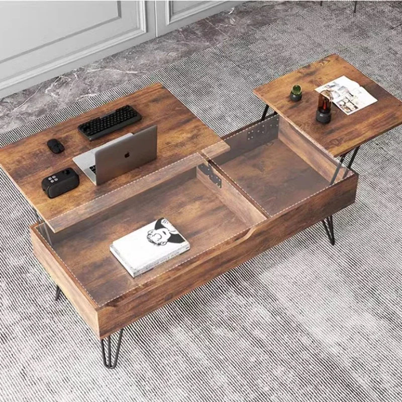 Modern Storage Coffee Table with Wheels