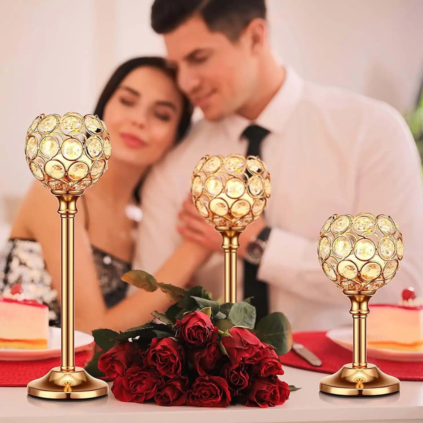 "Golden Crystal Tealight Candle Holder!"