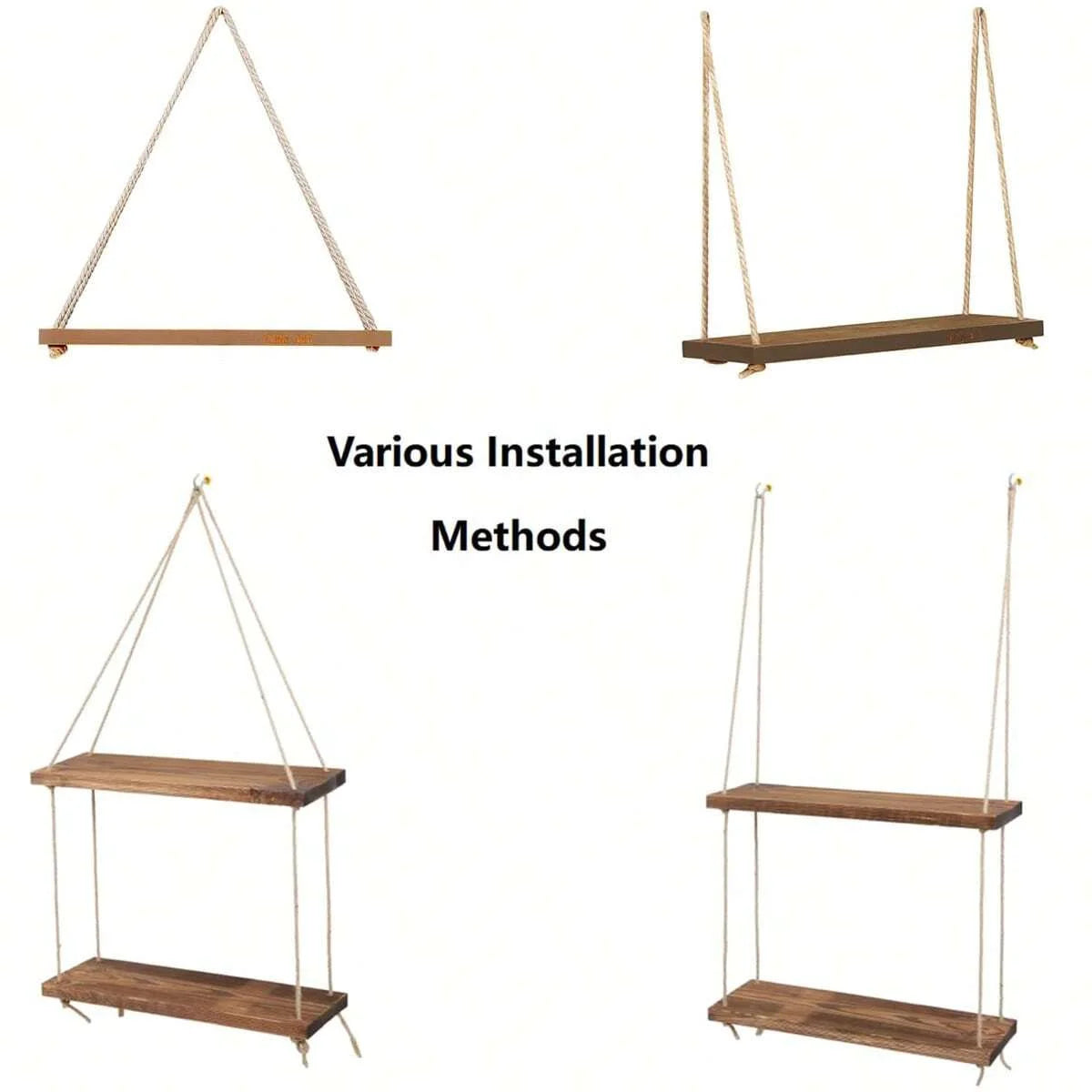 "Swing Shelf –Wooden Plant Holder with Hemp Rope!"