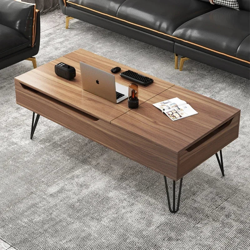 Modern Storage Coffee Table with Wheels