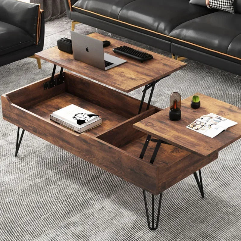 Modern Storage Coffee Table with Wheels