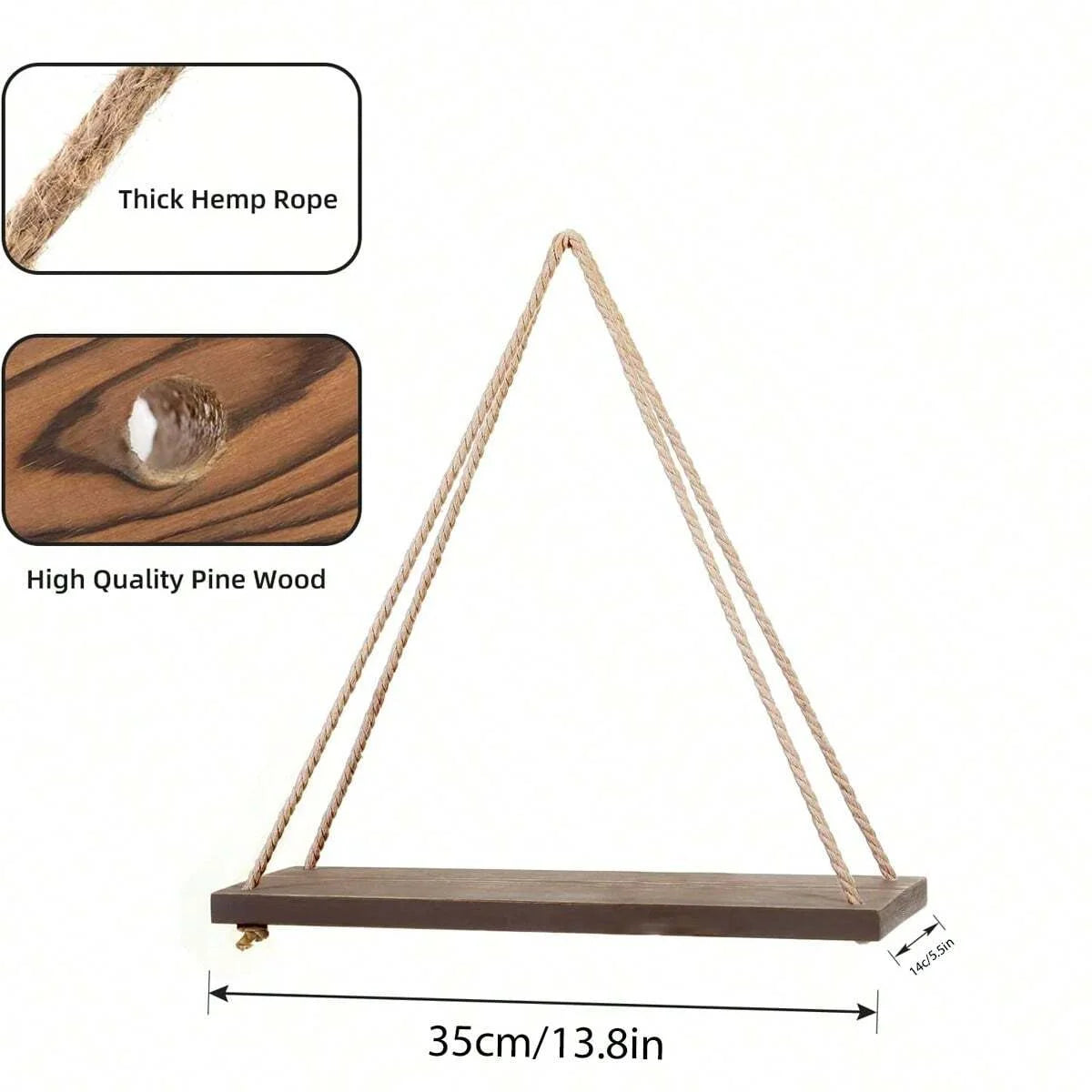 "Swing Shelf –Wooden Plant Holder with Hemp Rope!"