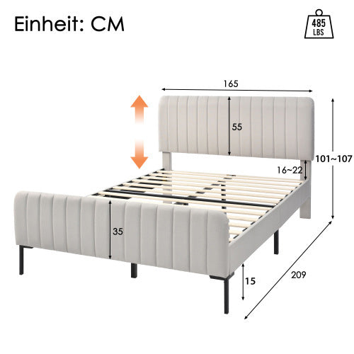 Linen Bed Frame With Slatted Frame